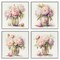 Stupell Industries Pretty Pink Peonies 4 pc Framed Giclee Wall Art Set Design by LSR Design Studio